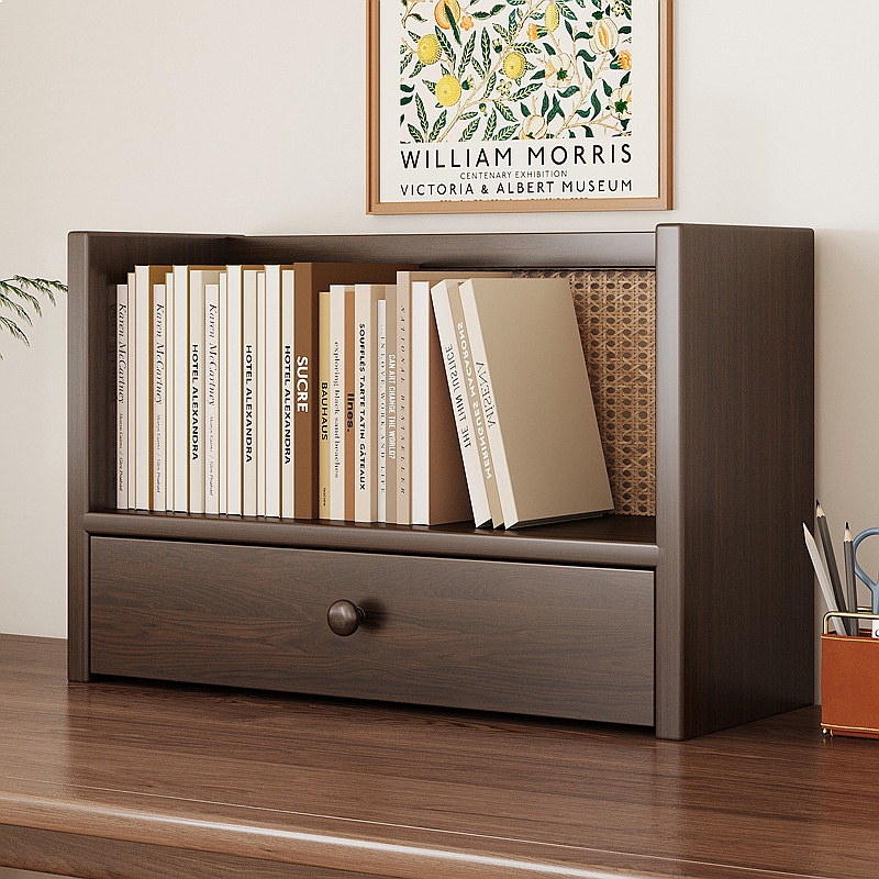 Desktop Organizer Bamboo - رف كتب خشبي صلب للمكتب، خزانة