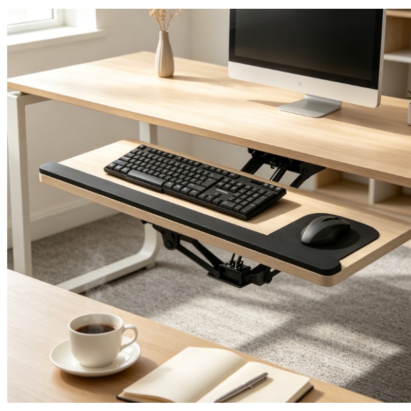Home Office Desk With Drawers - درج لوحة مفاتيح منزلق تحت المكتب