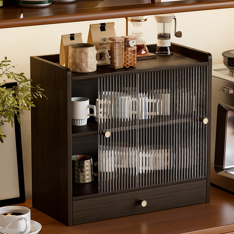 Desktop Organizer Bamboo - خزانة تخزين للمطبخ من الخيزران مع