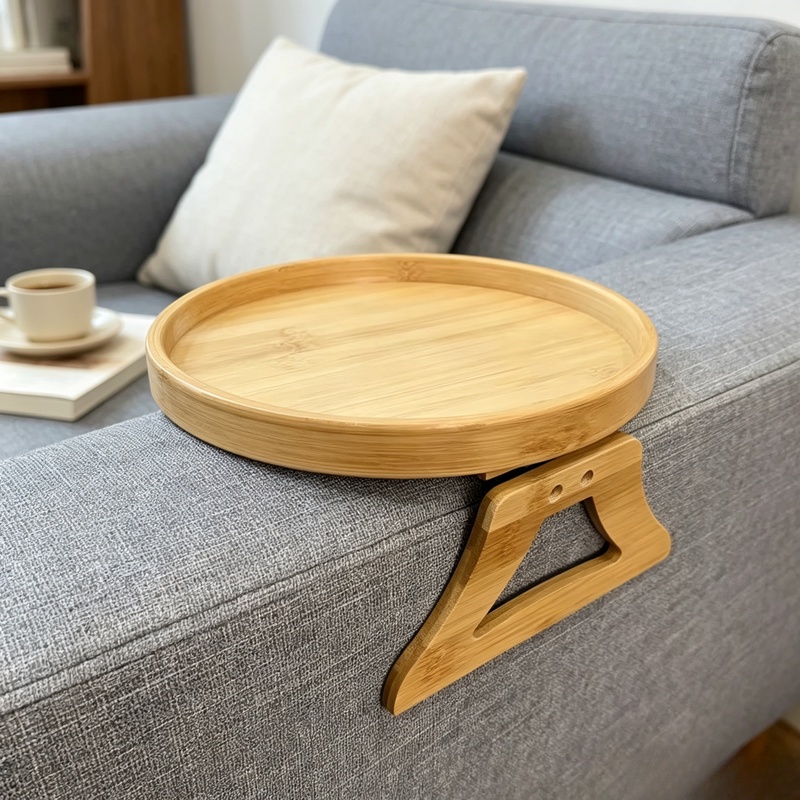 Desktop Organizer Bamboo - صينية خشبية طبيعية قابلة للتثبيت على