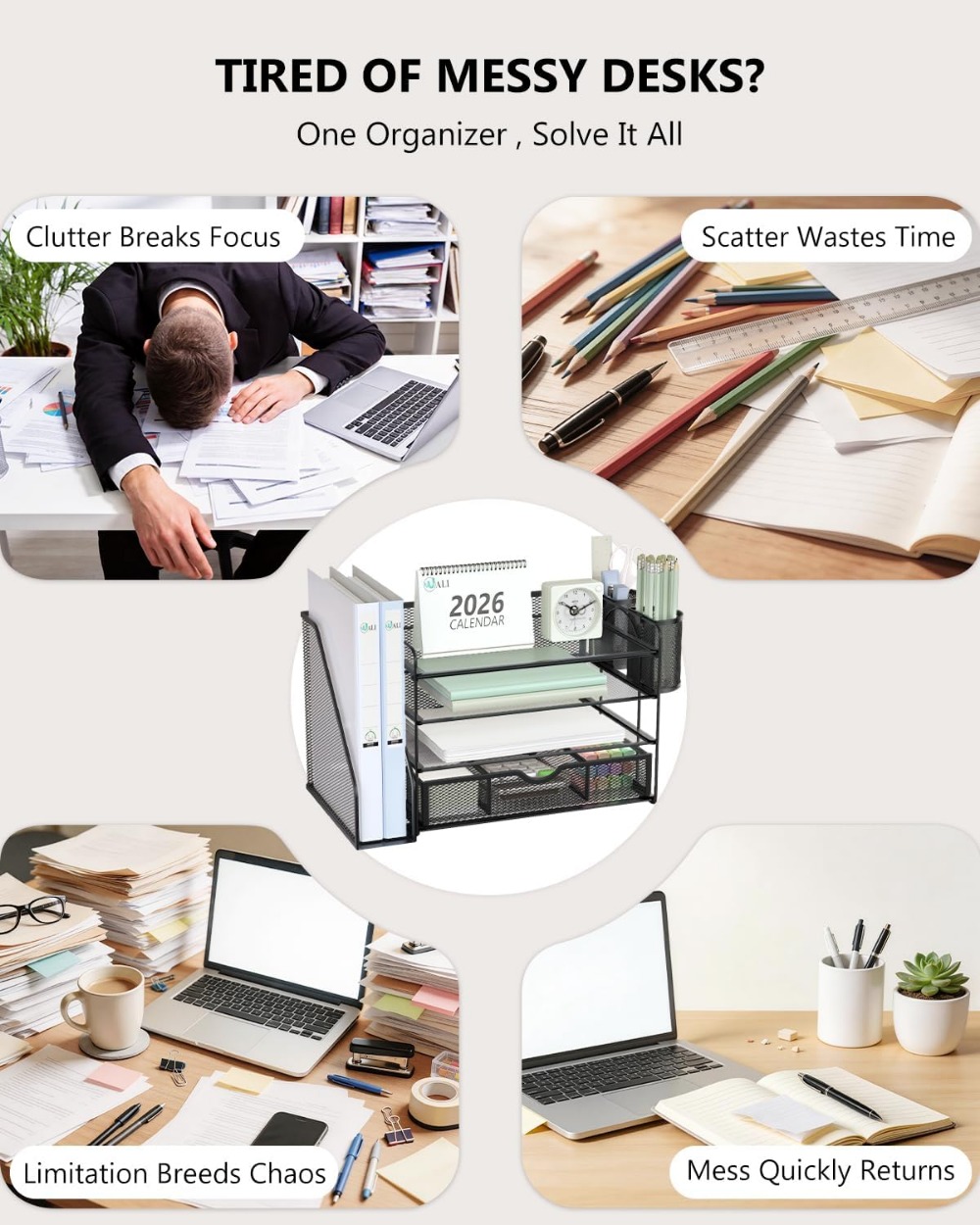 منظم ملفات مكتبي من 4 طبقات مع - مراجعة Office Drawer Organizer وسعره