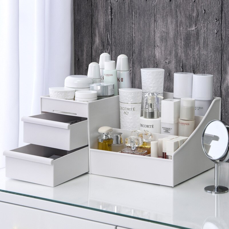 صندوق تخزين مكياج بلاستيكي أبي - مراجعة Home Office Desk With Drawers وسعره