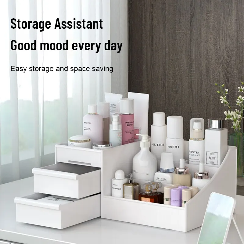 صندوق تخزين مكياج بلاستيكي أبي - مراجعة Home Office Desk With Drawers وسعره
