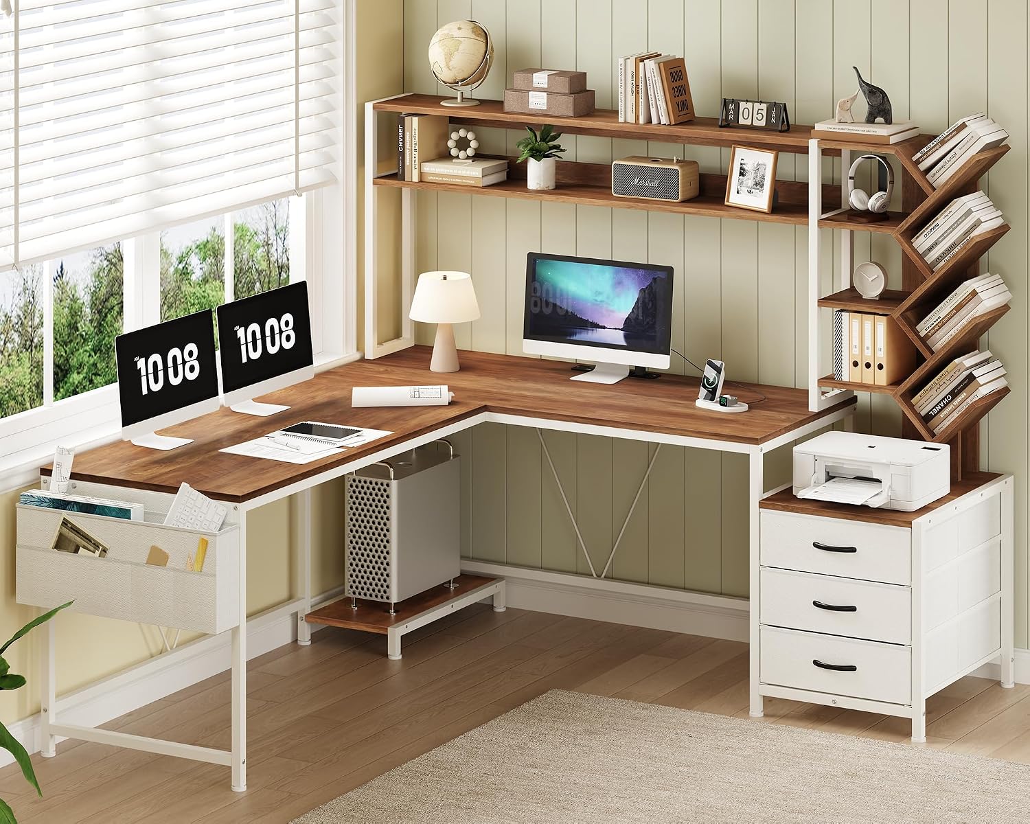 مكتب على شكل حرف L بطول 63 بوص - مراجعة Home Office Desk With Drawers وسعره