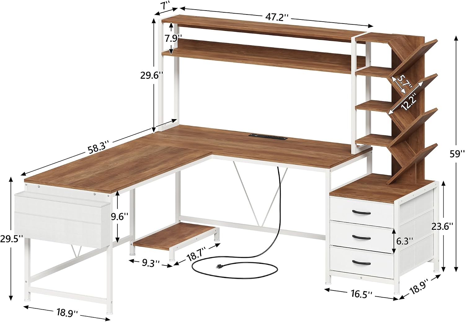 مكتب على شكل حرف L بطول 63 بوص - مراجعة Home Office Desk With Drawers وسعره